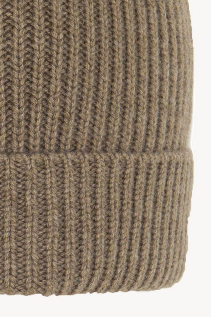 Berretto Unisex a Coste in Puro Cashmere Dune - Modello Lungo
