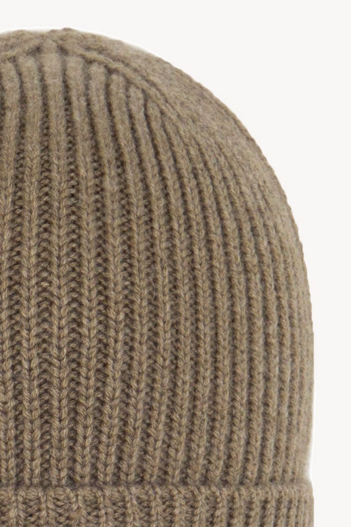Berretto Unisex a Coste in Puro Cashmere Dune - Modello Lungo