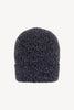Berretto Unisex a Coste in Puro Cashmere Moulinè Notte - Modello Lungo