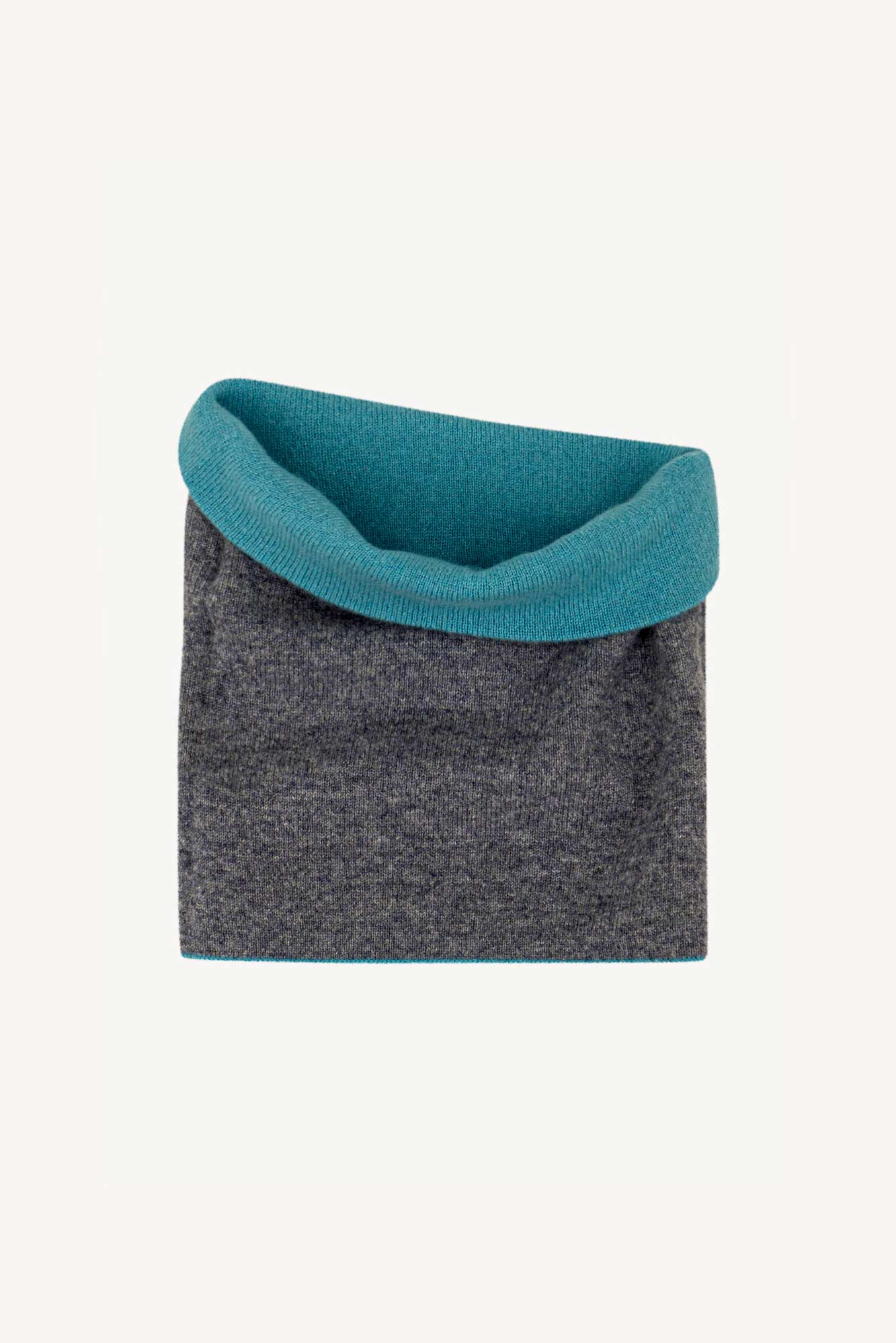 Scaldacollo Reversibile Unisex in Puro Cashmere Turchese-Derby