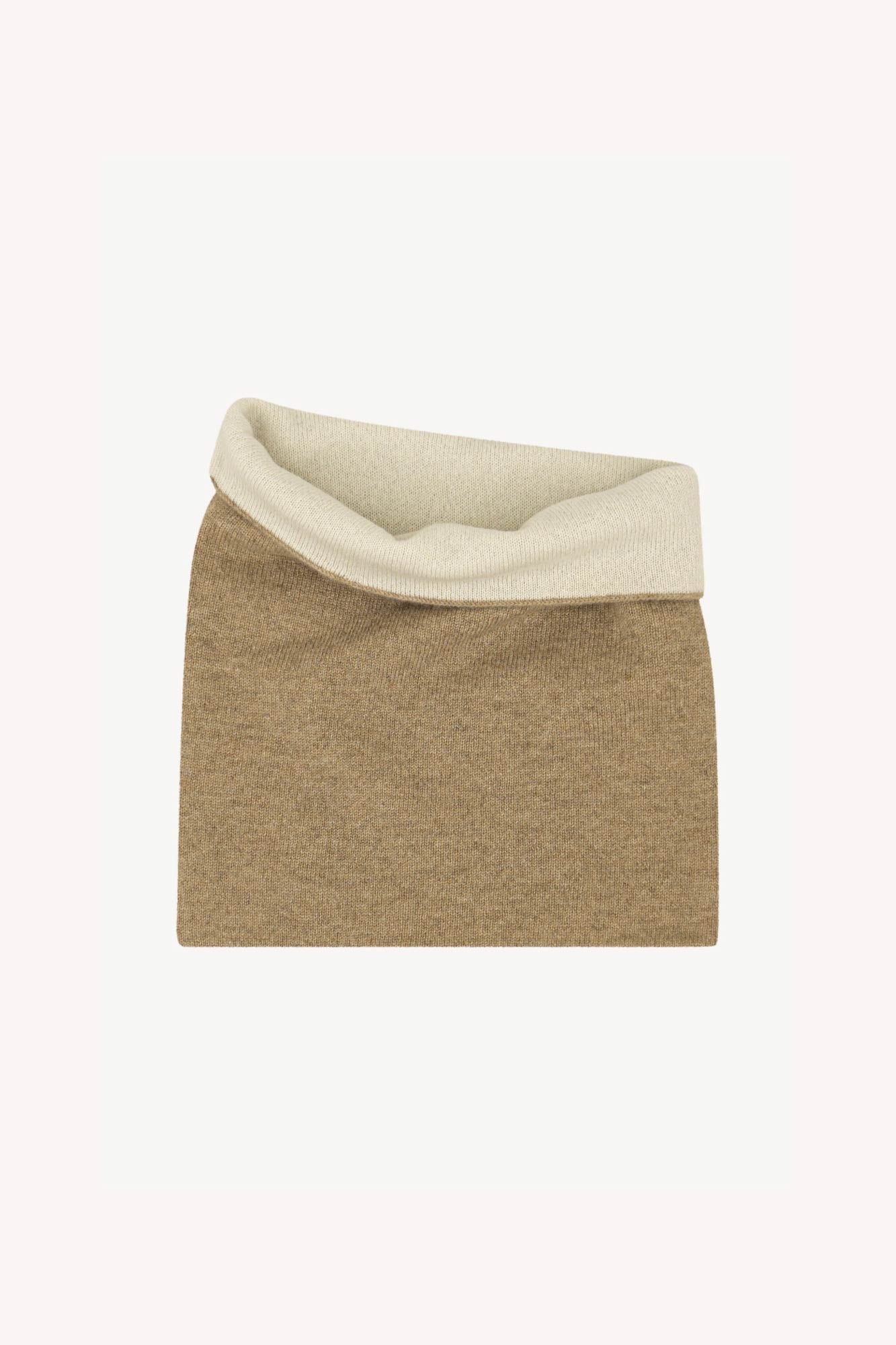 Scaldacollo Reversibile Unisex in Puro Cashmere Dune-Latte
