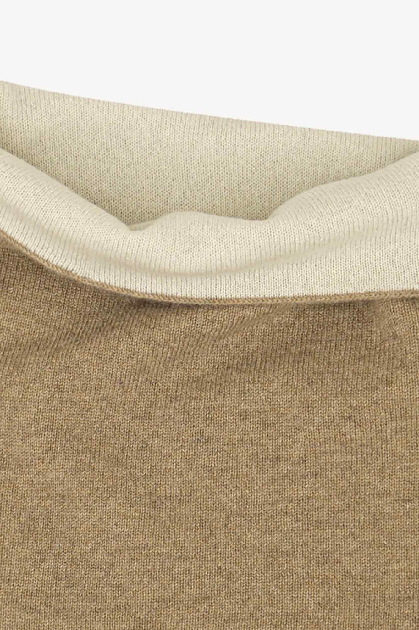 Scaldacollo Reversibile Unisex in Puro Cashmere Dune-Latte
