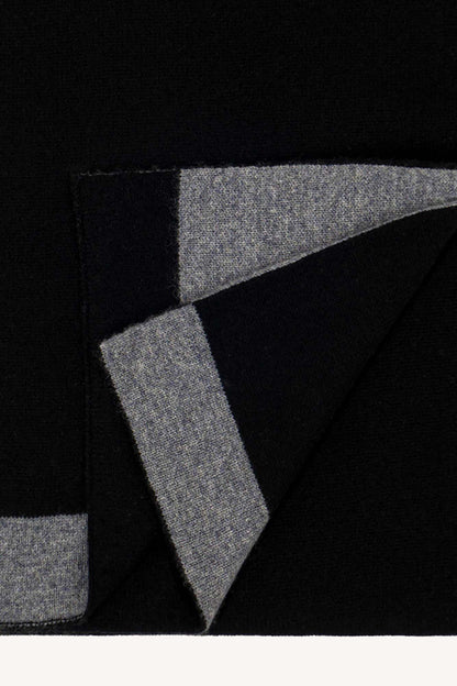 Sciarpa Tubolare Bicolore Unisex in Puro Cashmere Nero-derby