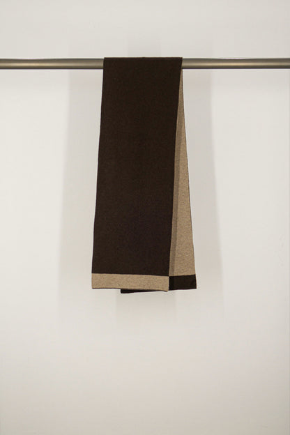 Sciarpa Tubolare Bicolore Unisex in Puro Cashmere Mocha-Dune