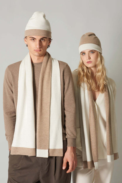 Sciarpa Tubolare Bicolore Unisex in Puro Cashmere Notte-Acero