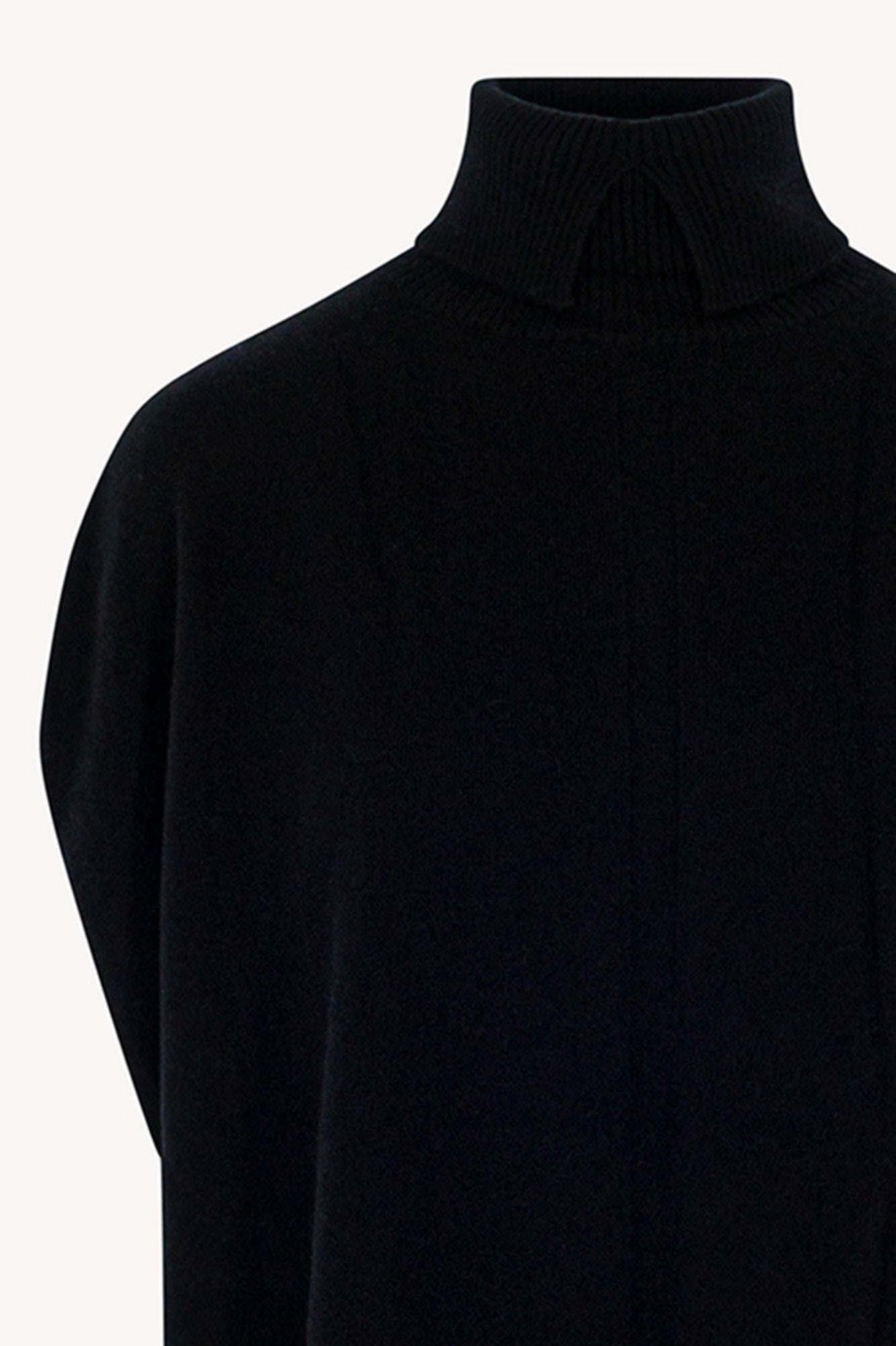 Cappa a Collo Alto con Spacchetto in Puro Cashmere Nero