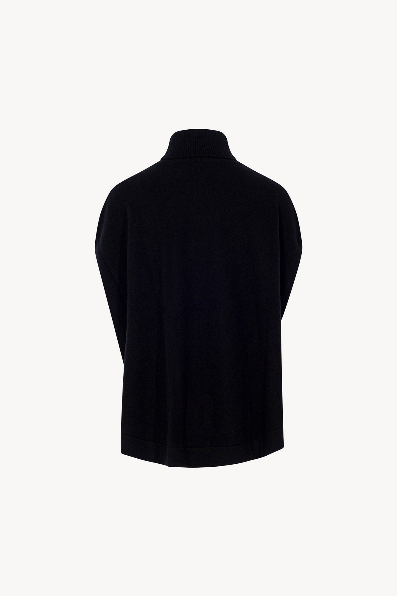 Cappa a Collo Alto con Spacchetto in Puro Cashmere Nero