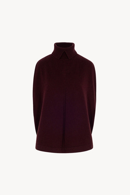 Cappa a Collo Alto con Spacchetto in Puro Cashmere Acero