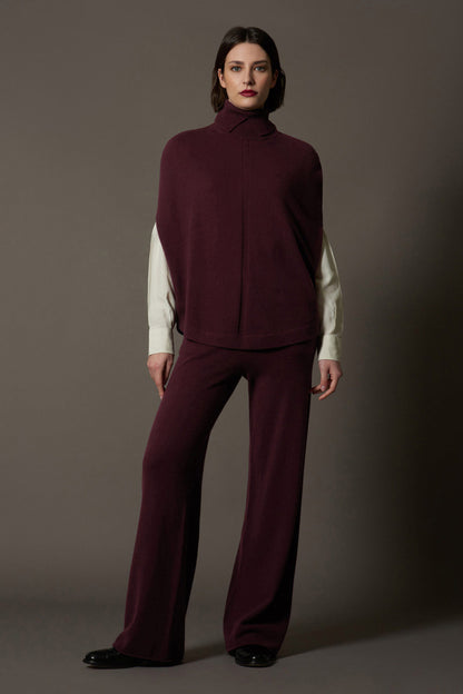 Cappa a Collo Alto con Spacchetto in Puro Cashmere Acero