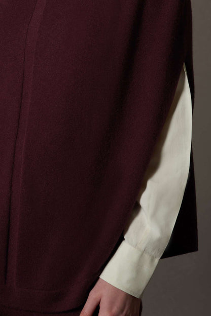 Cappa a Collo Alto con Spacchetto in Puro Cashmere Acero