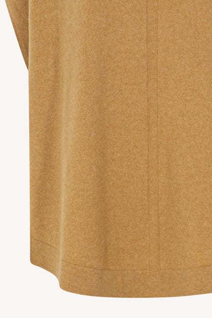 Cappa a Collo Alto con Spacchetto in Puro Cashmere Cammello