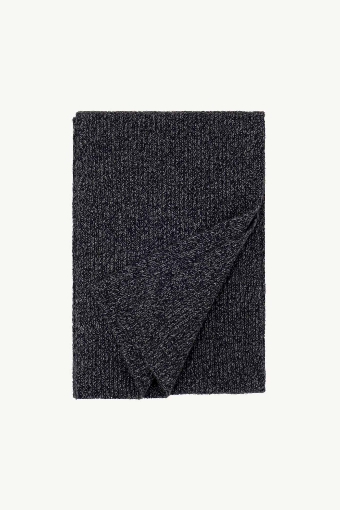 Sciarpa Unisex a Costa Inglese in Puro Cashmere Moulinè Notte