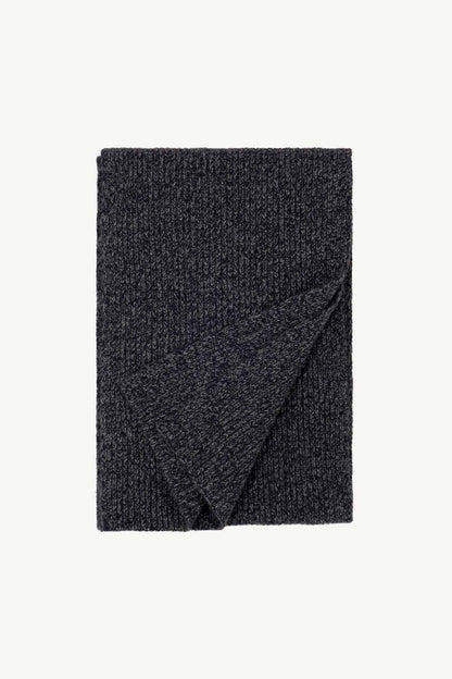 Sciarpa Unisex a Costa Inglese in Puro Cashmere Moulinè Notte