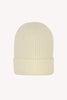 Berretto Unisex a Coste in Puro Cashmere Garzato Latte