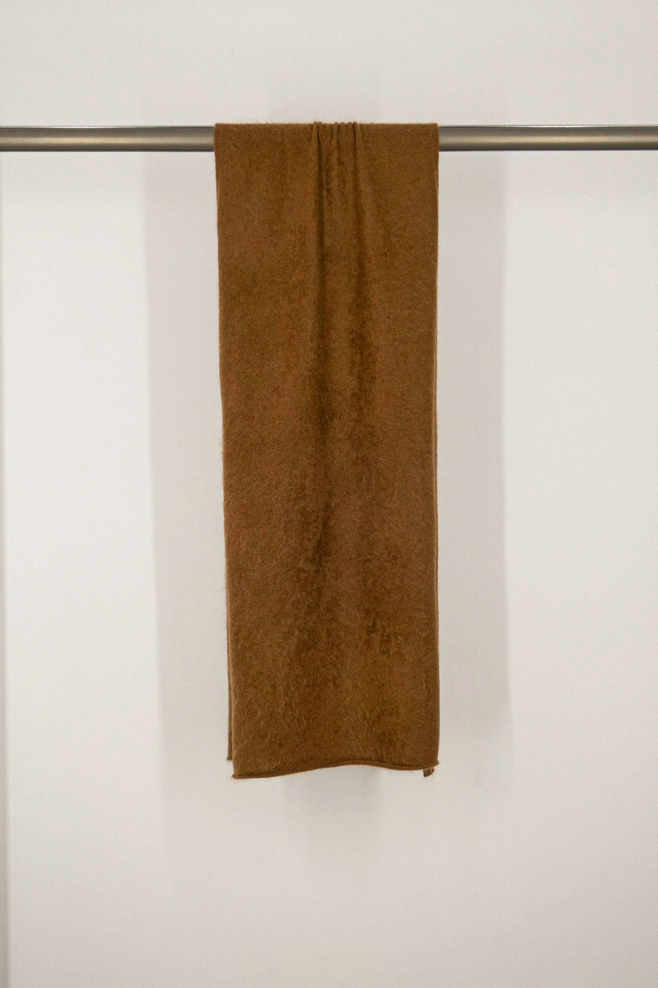 Sciarpa in Maglia Rasata in Puro Cashmere Spazzolato Terracotta