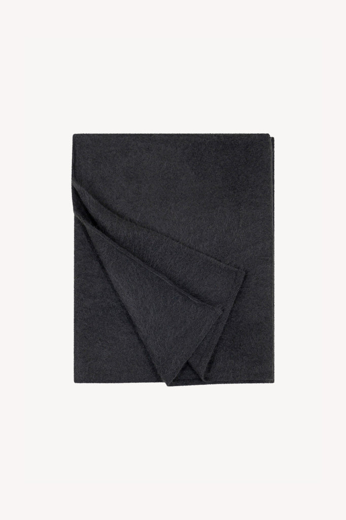 Sciarpa in Maglia Rasata in Puro Cashmere Spazzolato Ardesia