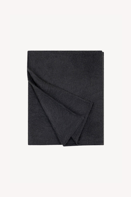 Sciarpa in Maglia Rasata in Puro Cashmere Spazzolato Ardesia