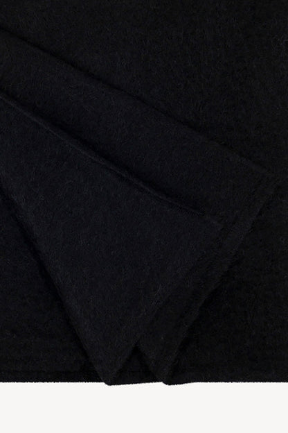 Sciarpa in Maglia Rasata in Puro Cashmere Spazzolato Nero