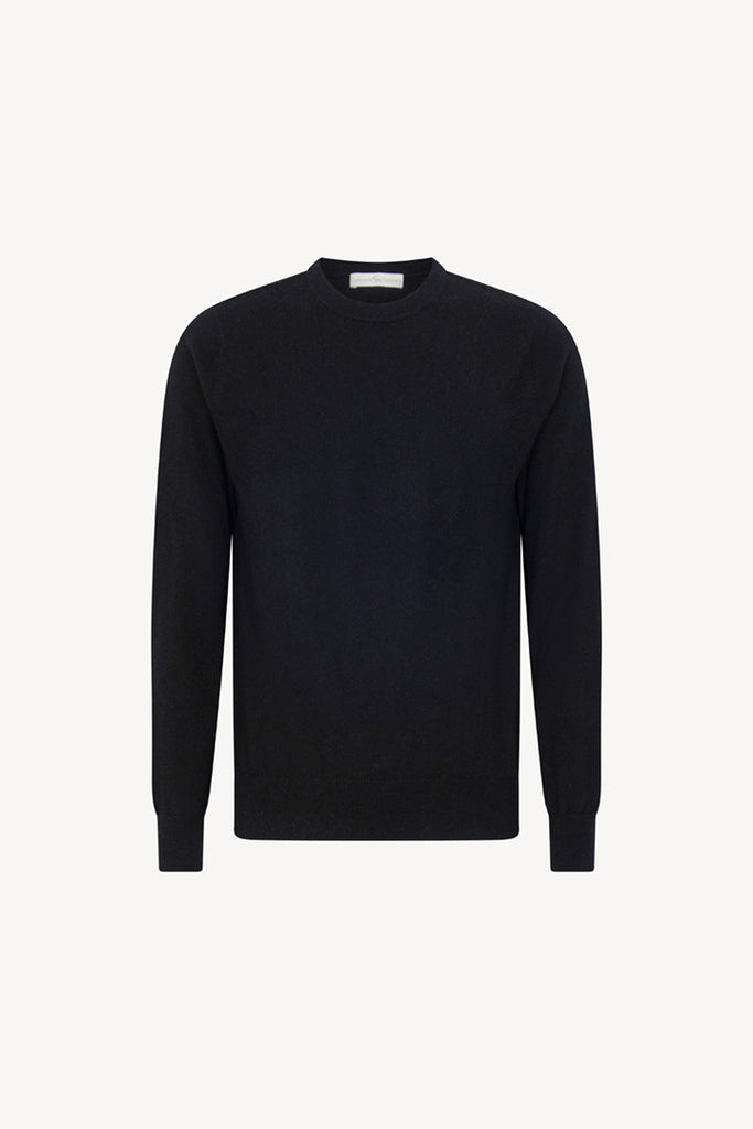 Maglia Girocollo in Puro Cashmere Nero