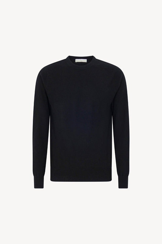 Maglia Girocollo in Puro Cashmere Nero