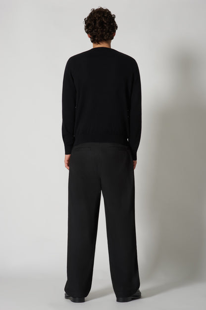 Maglia Girocollo in Puro Cashmere Nero