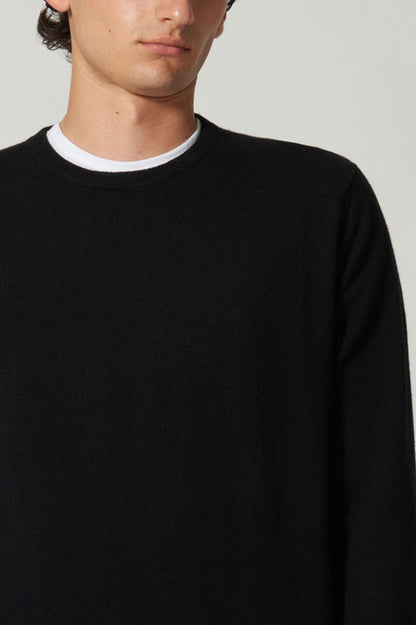 Maglia Girocollo in Puro Cashmere Nero