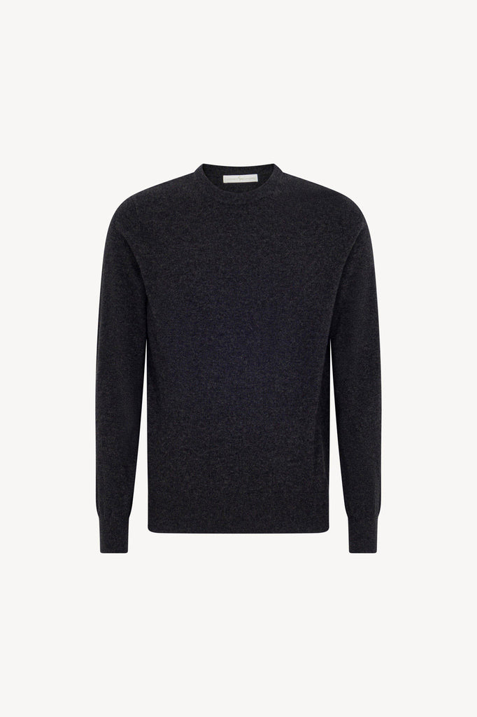 Maglia Girocollo in Puro Cashmere Almost Black