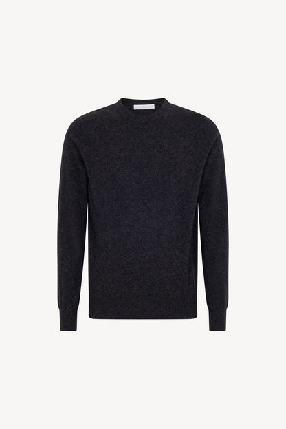 Maglia Girocollo in Puro Cashmere Almost Black