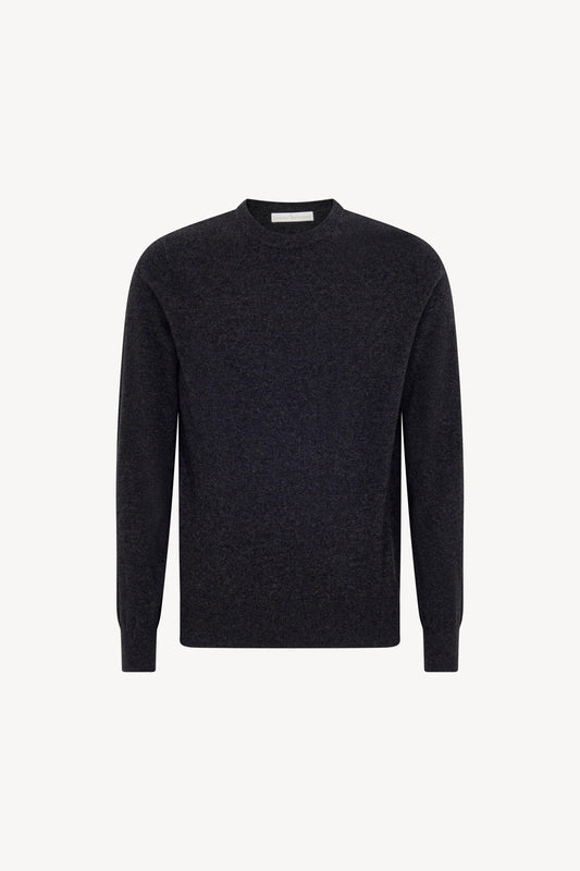 Maglia Girocollo in Puro Cashmere Almost Black
