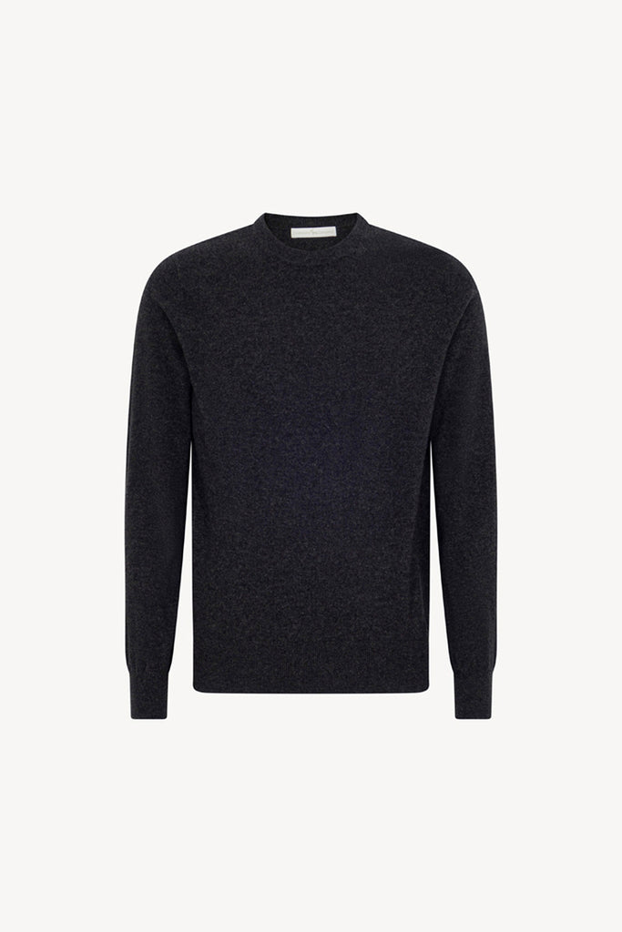 Maglia Girocollo in Puro Cashmere Almost Black