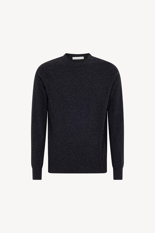 Maglia Girocollo in Puro Cashmere Almost Black