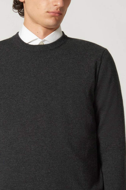 Maglia Girocollo in Puro Cashmere Almost Black
