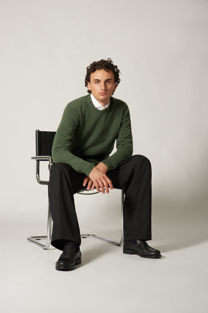 Maglia Girocollo in Puro Cashmere Loden