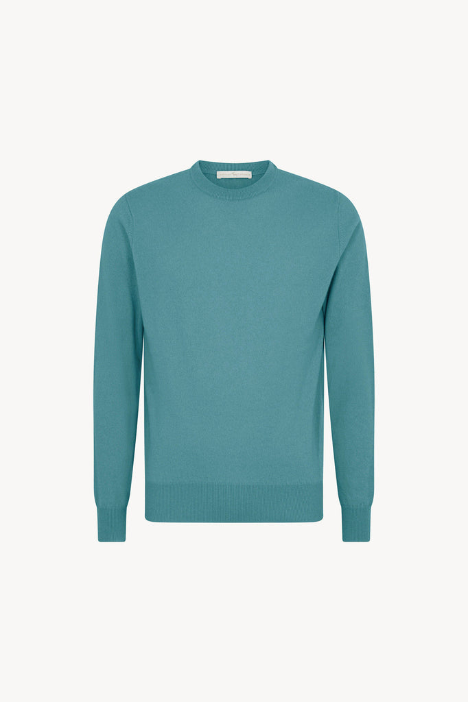 Maglia Girocollo in Puro Cashmere Turchese