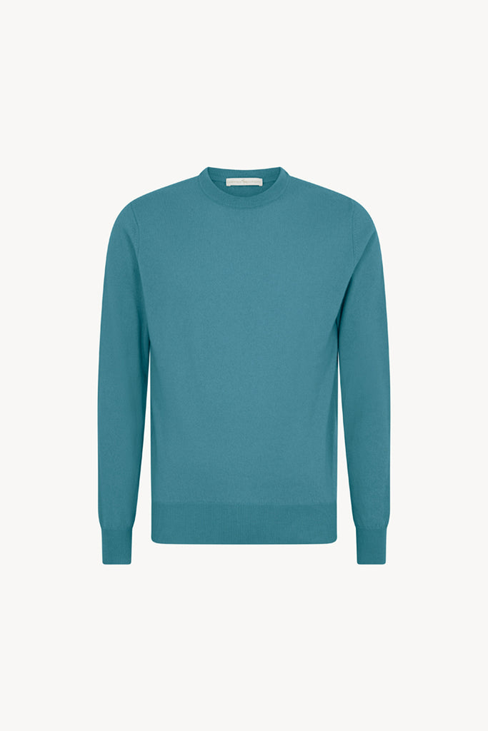 Maglia Girocollo in Puro Cashmere Turchese