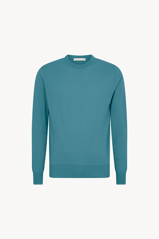 Maglia Girocollo in Puro Cashmere Turchese