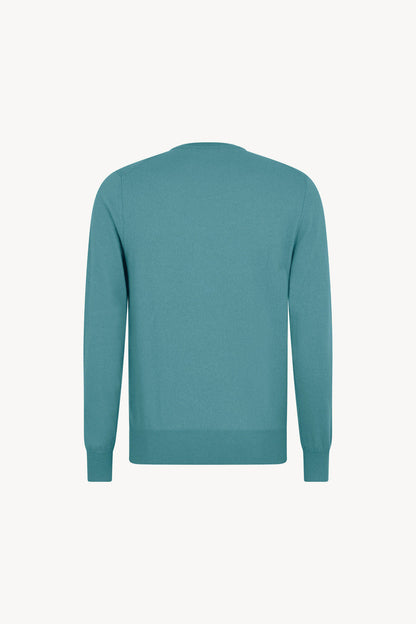 Maglia Girocollo in Puro Cashmere Turchese