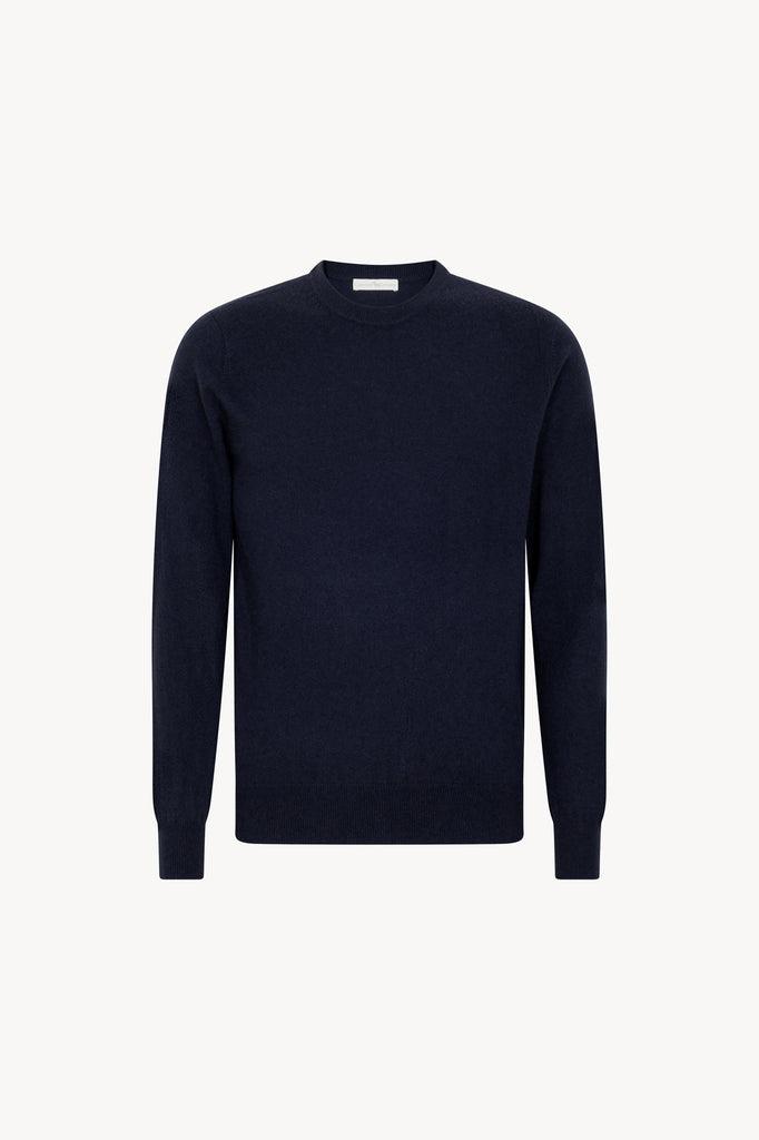 Maglia Girocollo in Puro Cashmere Navy