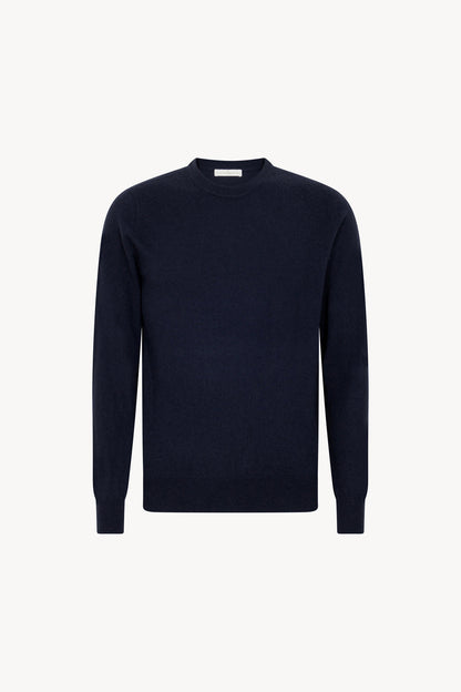 Maglia Girocollo in Puro Cashmere Navy