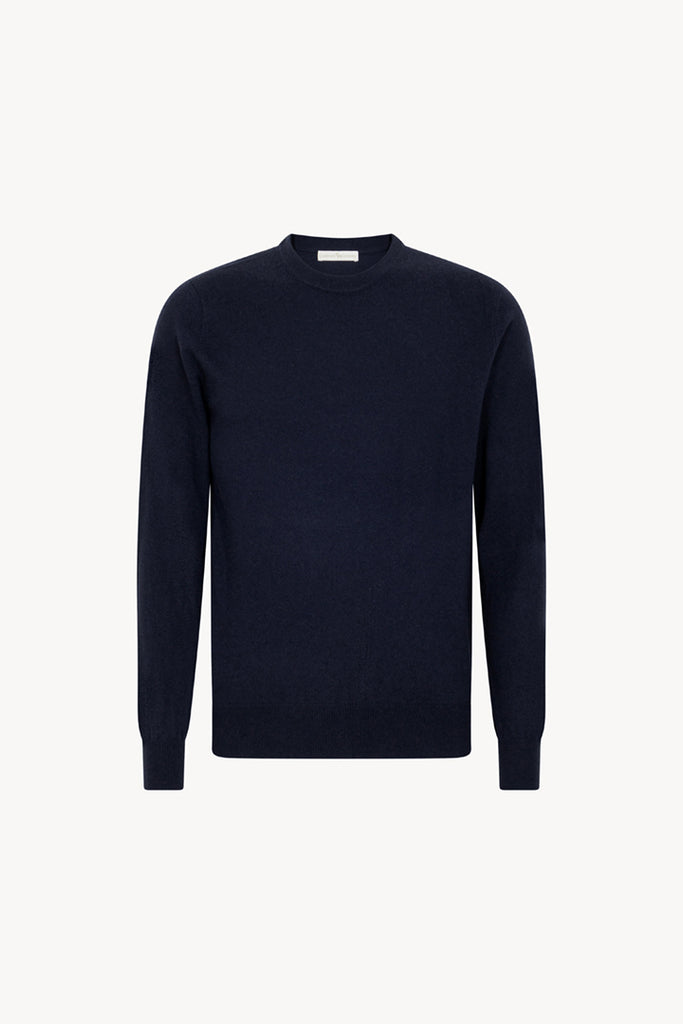 Maglia Girocollo in Puro Cashmere Navy