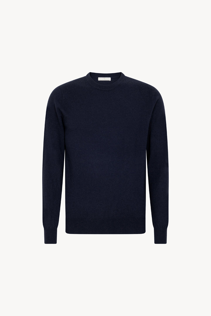 Maglia Girocollo in Puro Cashmere Navy