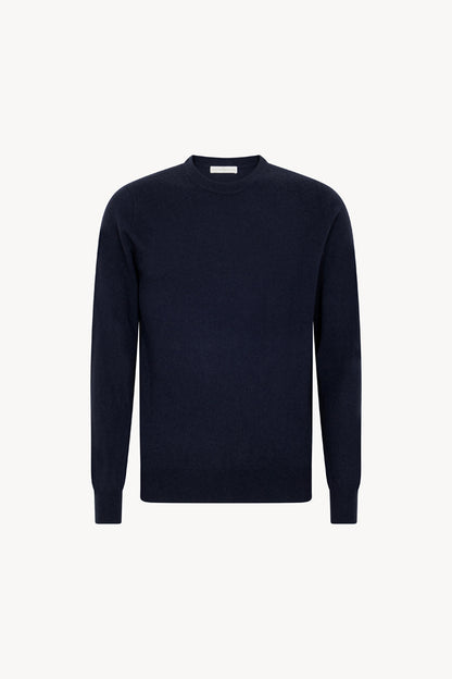 Maglia Girocollo in Puro Cashmere Navy