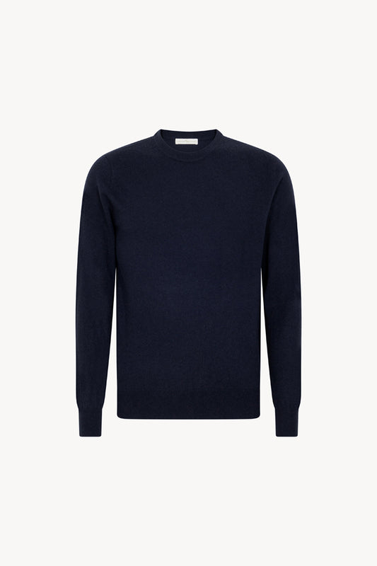 Maglia Girocollo in Puro Cashmere Navy