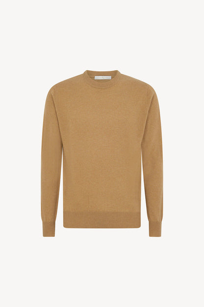 Maglia Girocollo in Puro Cashmere Cammello
