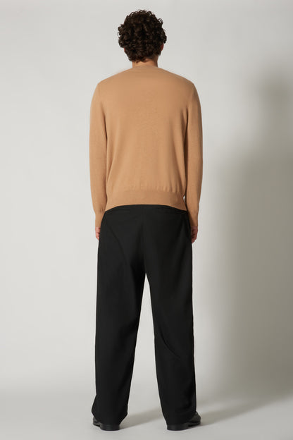 Maglia Girocollo in Puro Cashmere Cammello