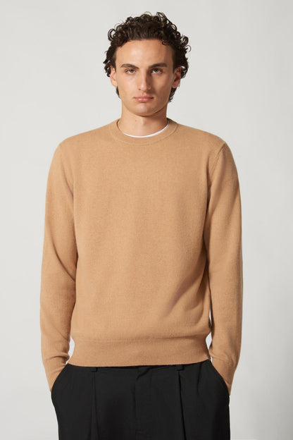 Maglia Girocollo in Puro Cashmere Cammello