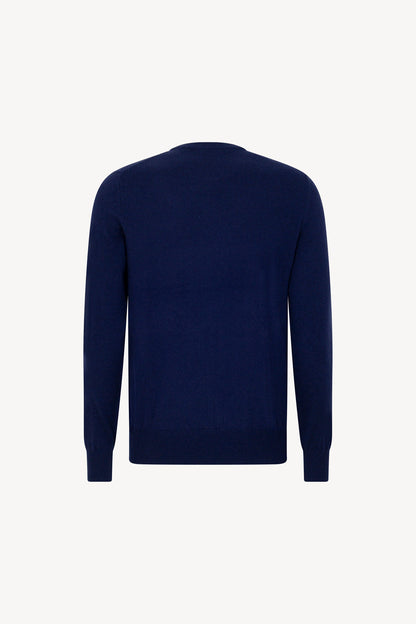 Maglia Girocollo in Puro Cashmere Ink Blue