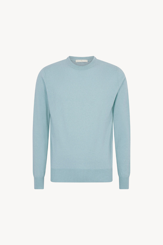 Maglia Girocollo in Puro Cashmere Acquamarina
