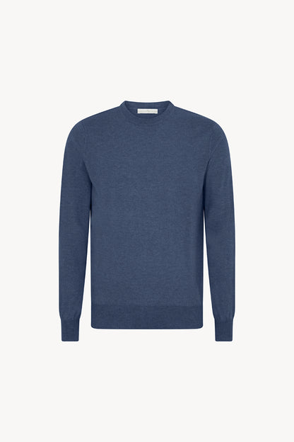 Maglia Girocollo in Puro Cashmere Denim Scuro