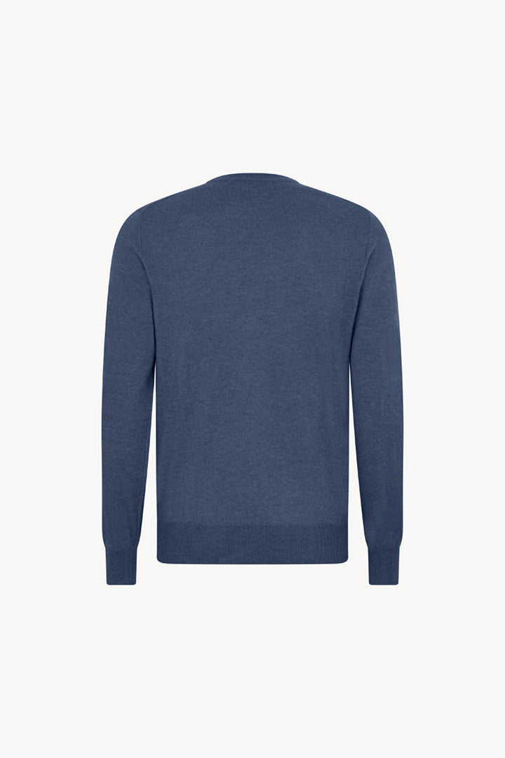 Maglia Girocollo in Puro Cashmere Denim Scuro